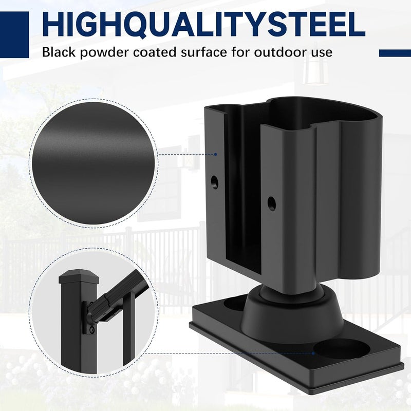 Egadis 2 Pack Aluminum Adjustable Railing Bracket, Deck Railing Bracket Connector, Black Textured AAMA 2604 Powder-Coat Finish Rail System for Outdoor Decks, Porches & Balconies - Image 3